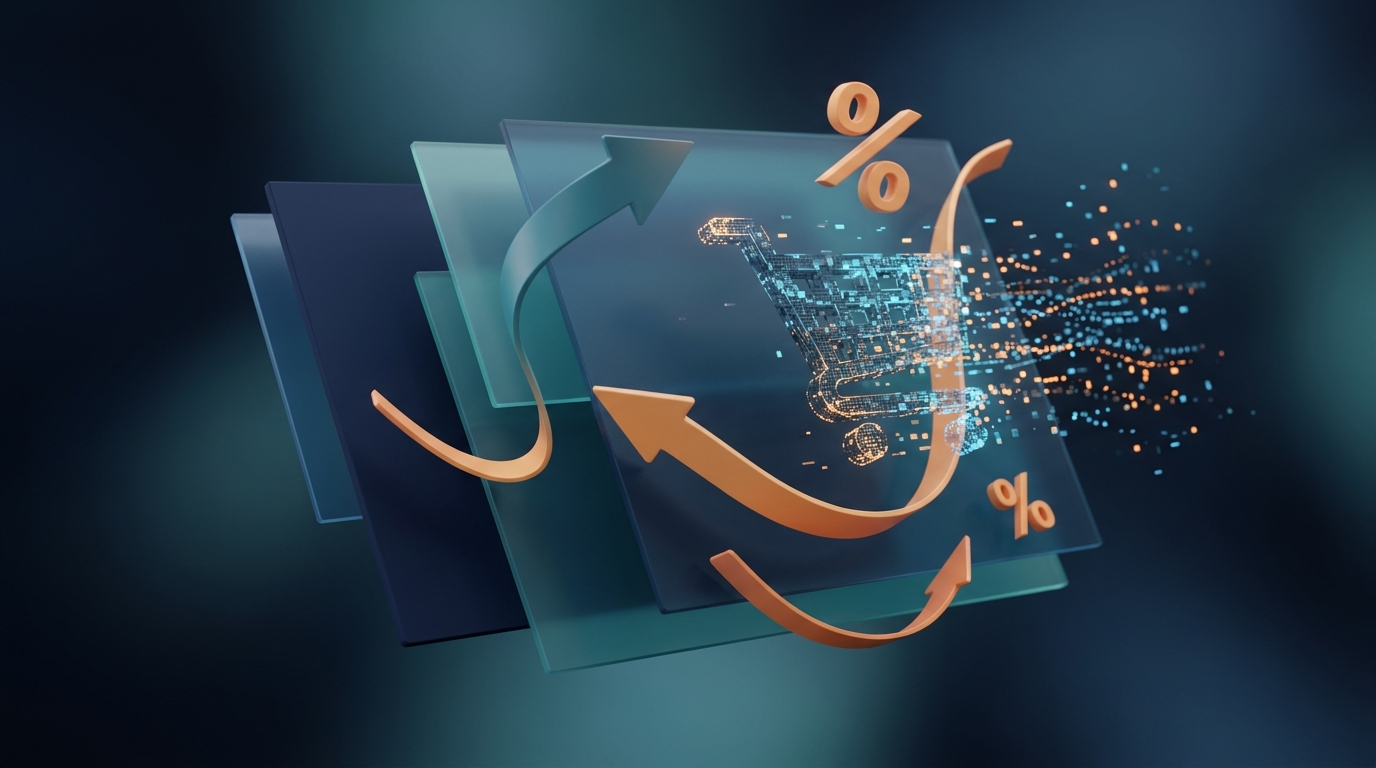 Abstract 3D illustration of VAT flows and e-commerce