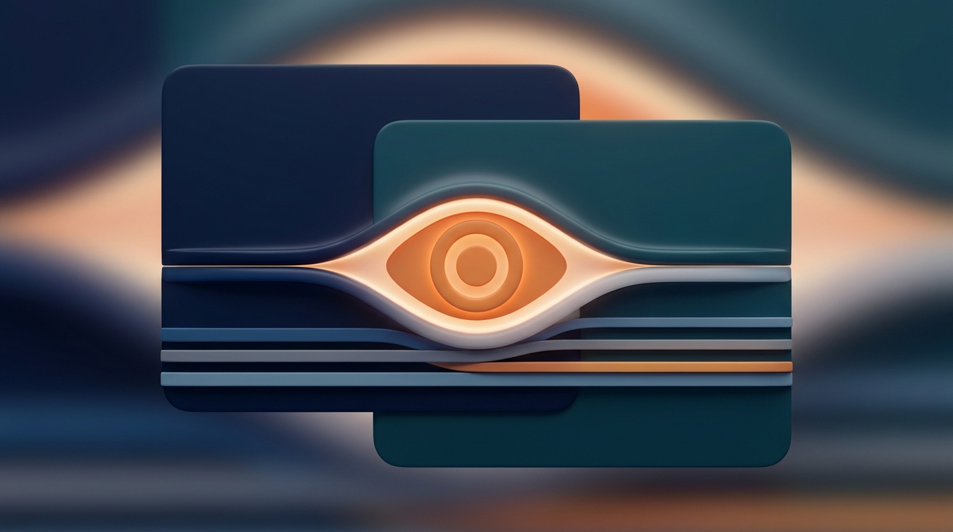 Abstract 3D illustration with light and dark contrast, symbol of accessible design with color contrast and readability.