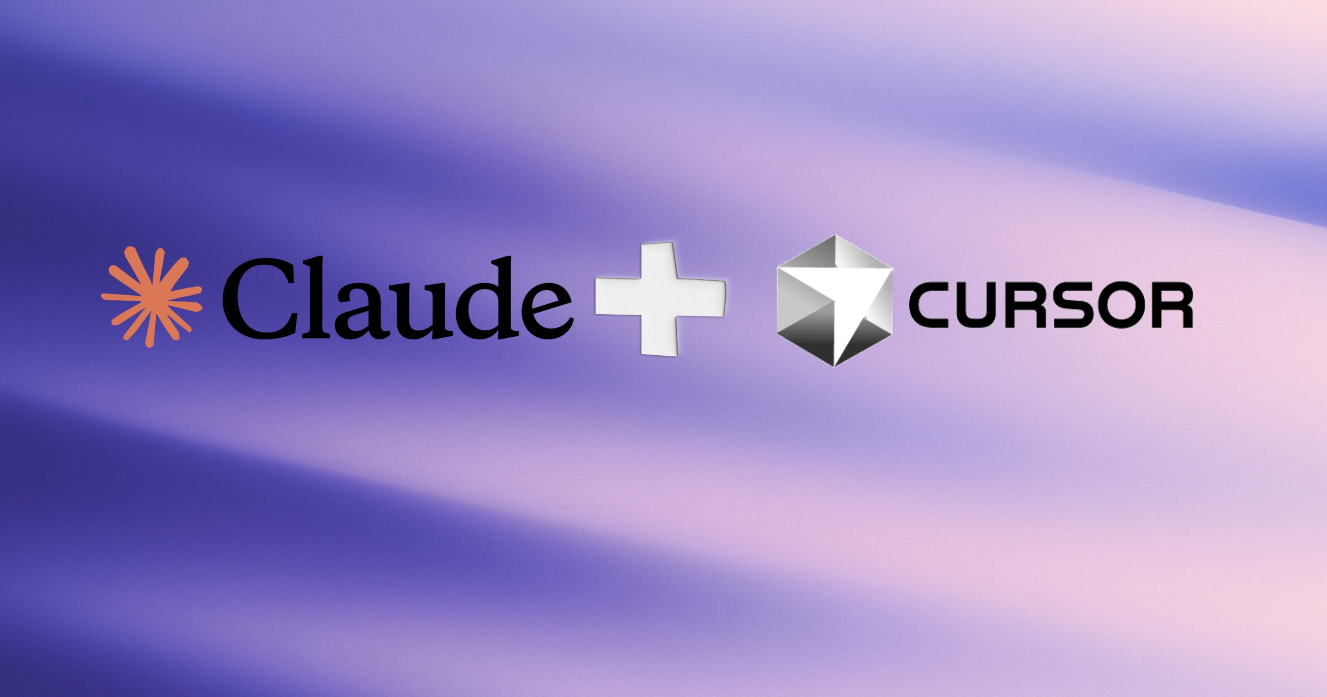 Logotyper för Claude och Cursor på en mjuk lila bakgrund, relaterade till AI och modern webbutveckling