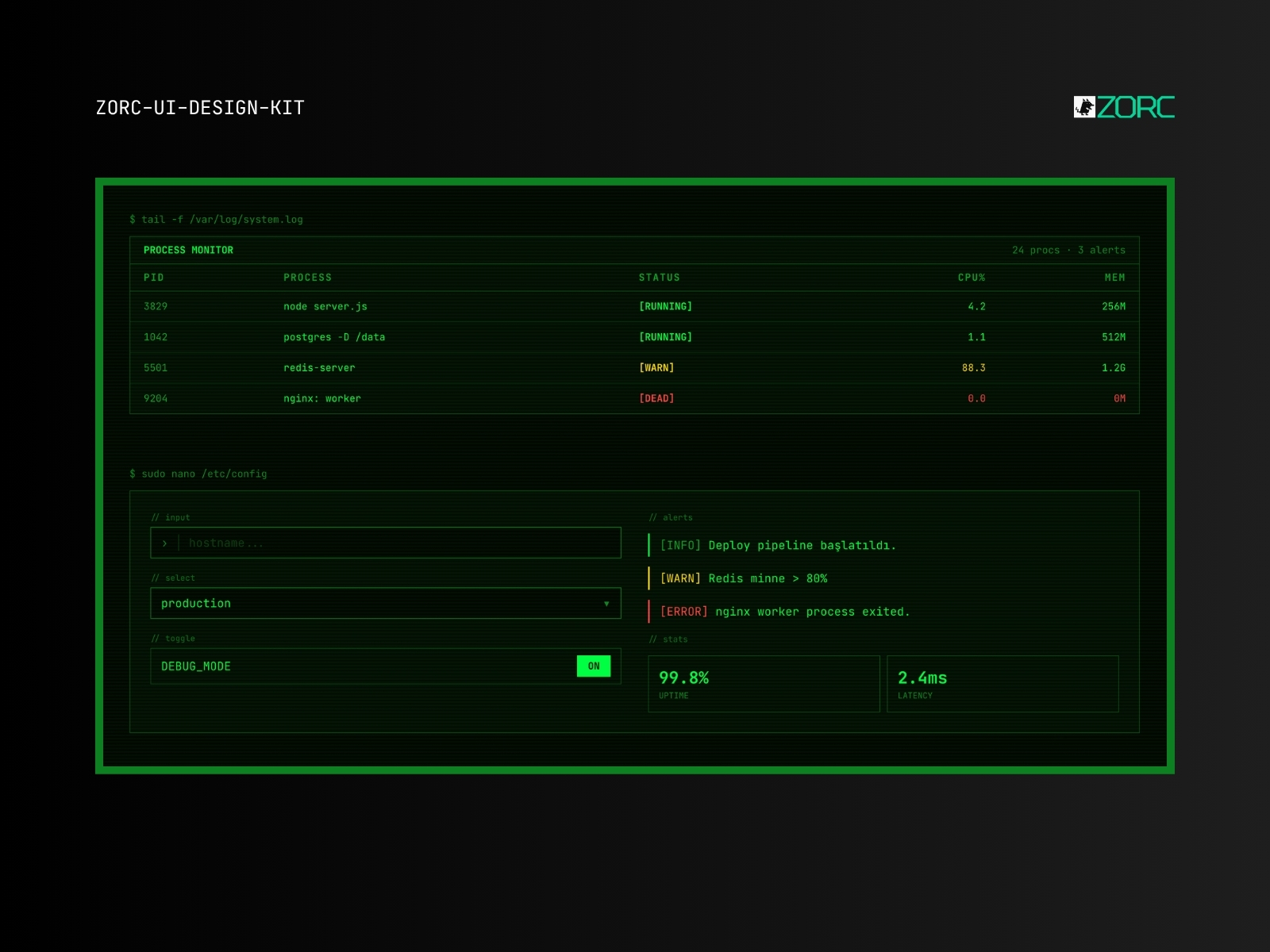 Terminal Component System – skärmbild 2