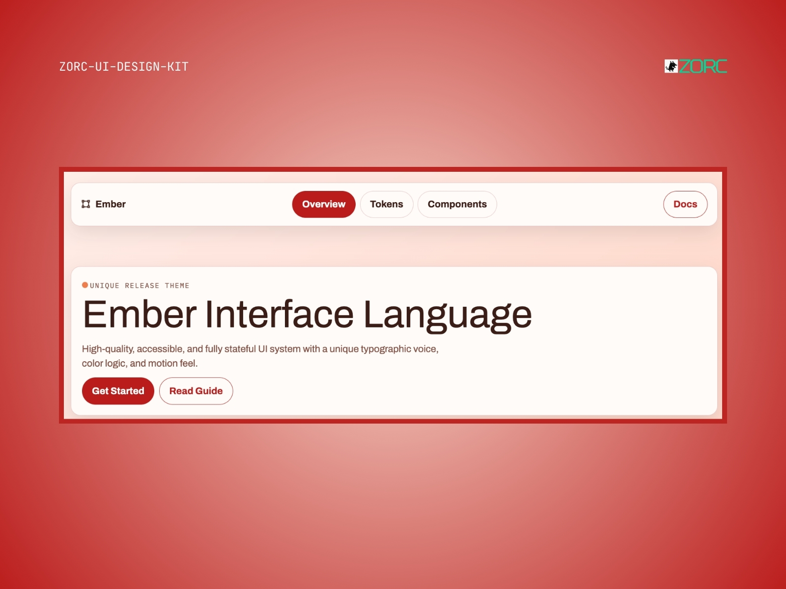Design av Ember Interface Language i ZORC UI-designkit med fokus på högkvalitativa, tillgängliga UI-system och typografi