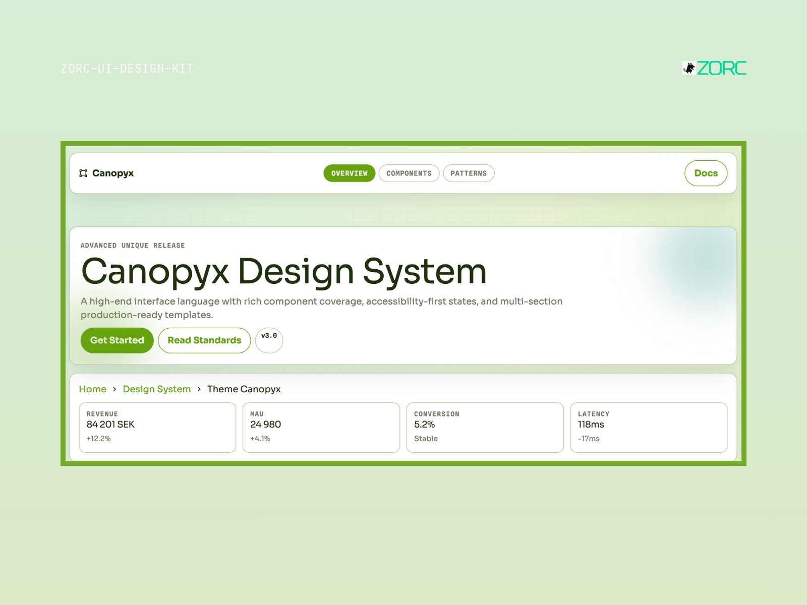 Canopyx design system som visar en användarvänlig gränssnittslösning med fokus på webbutveckling och app-design