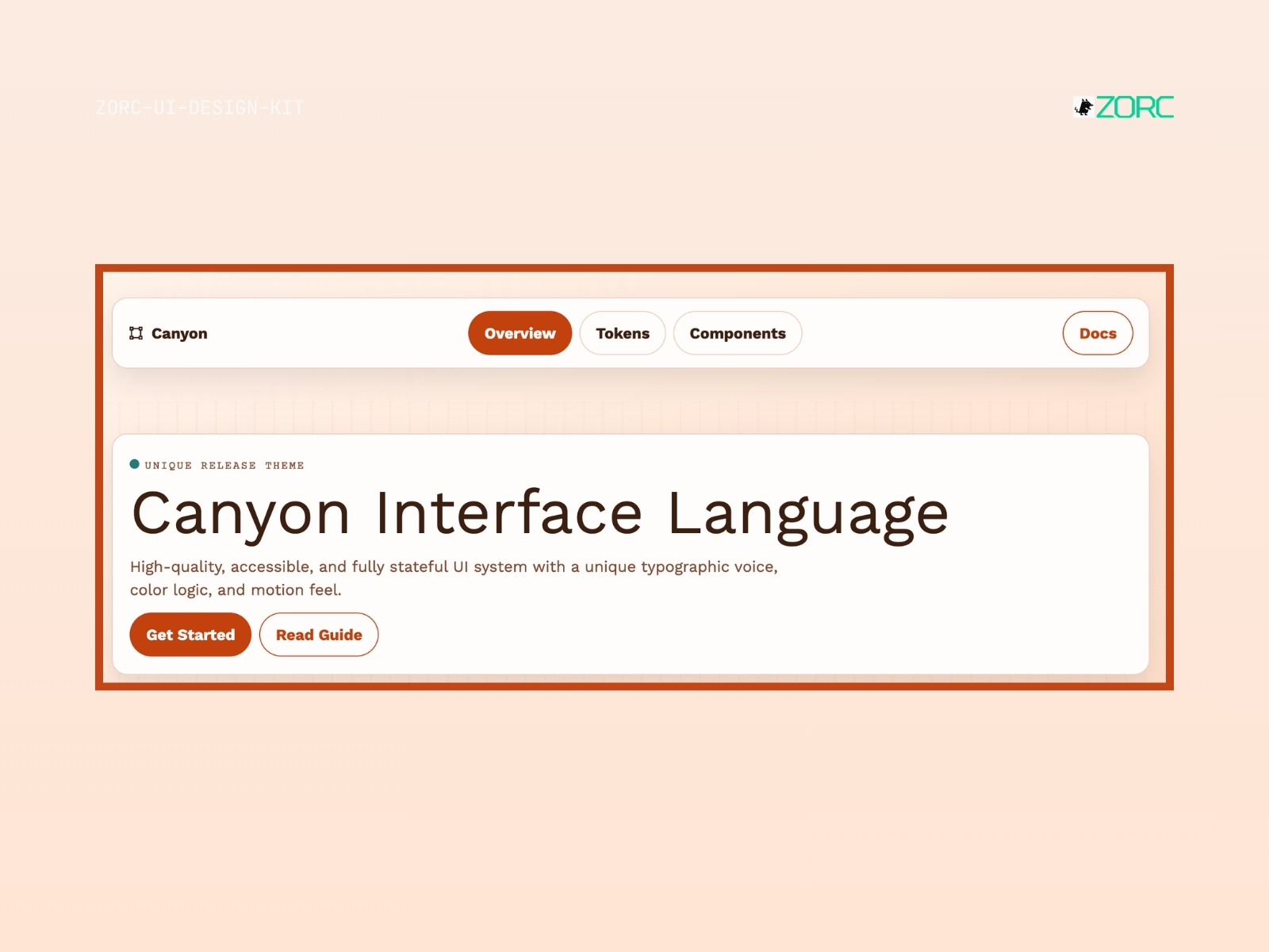 Canyon gränssnittsspråk från ZORC med fokus på tillgänglighet och högkvalitativ design för webbutveckling och applikationer