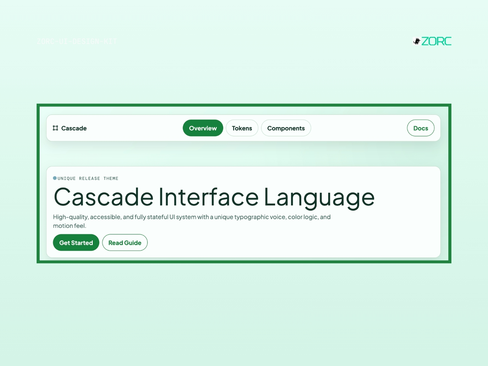 Cascade Interface Language i ZORCs designkit med högkvalitativa UI-komponenter och typografiska element