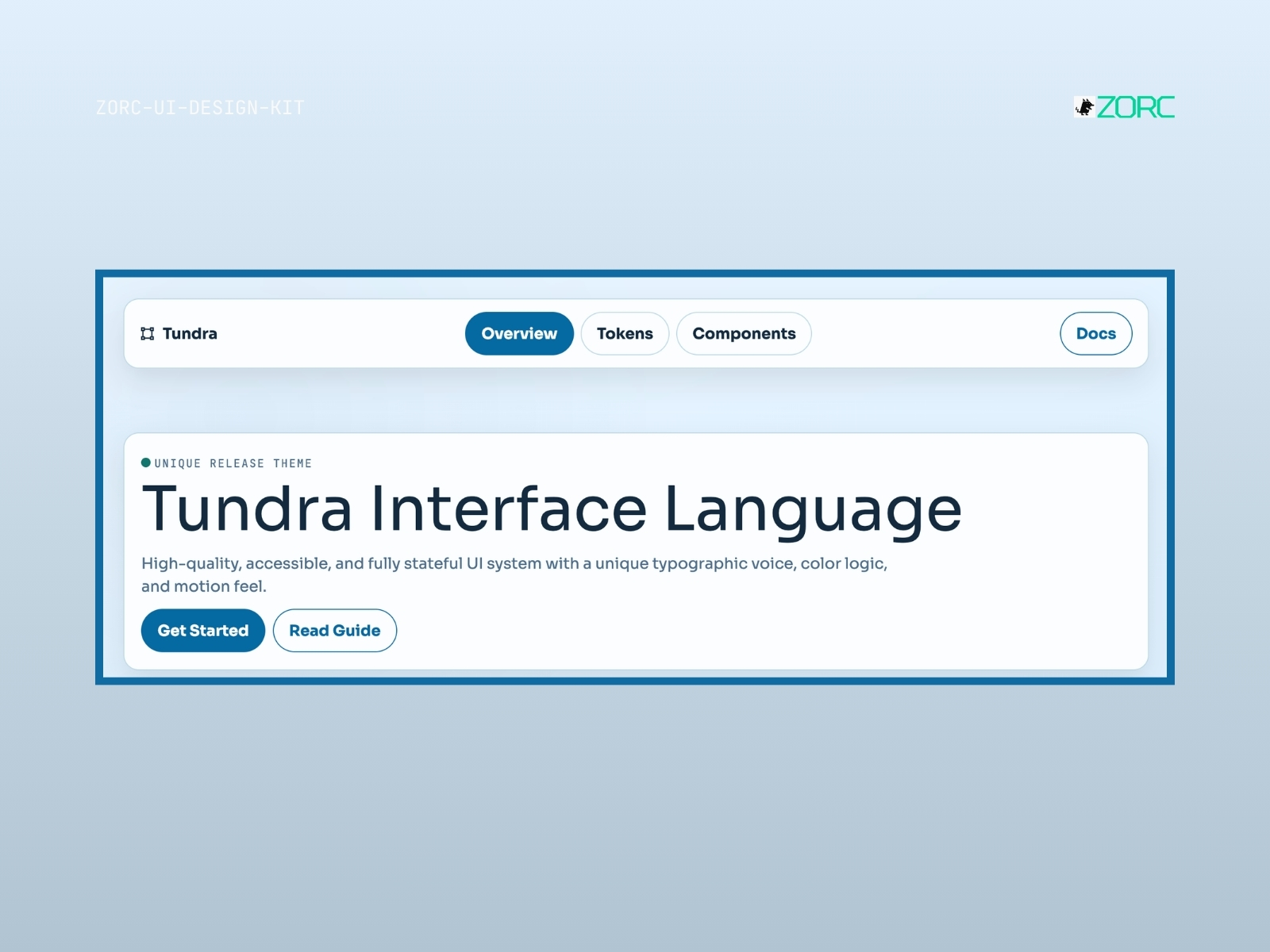 Tundra Interface Language från ZORC, en modern UI-design med fokus på färglogik och typografi för webbutveckling och appar