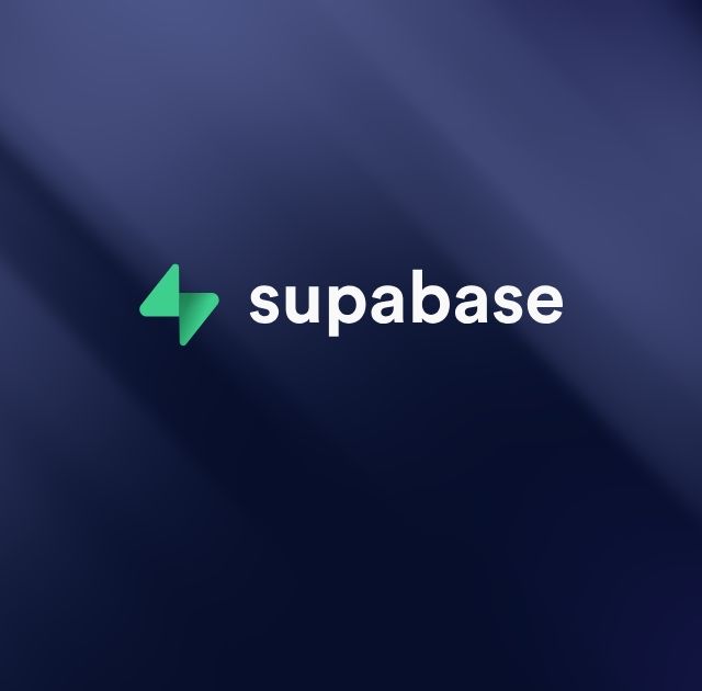 Logotyp för Supabase med en modern design och mjuk bakgrund, relaterad till webbutveckling och app-lösningar