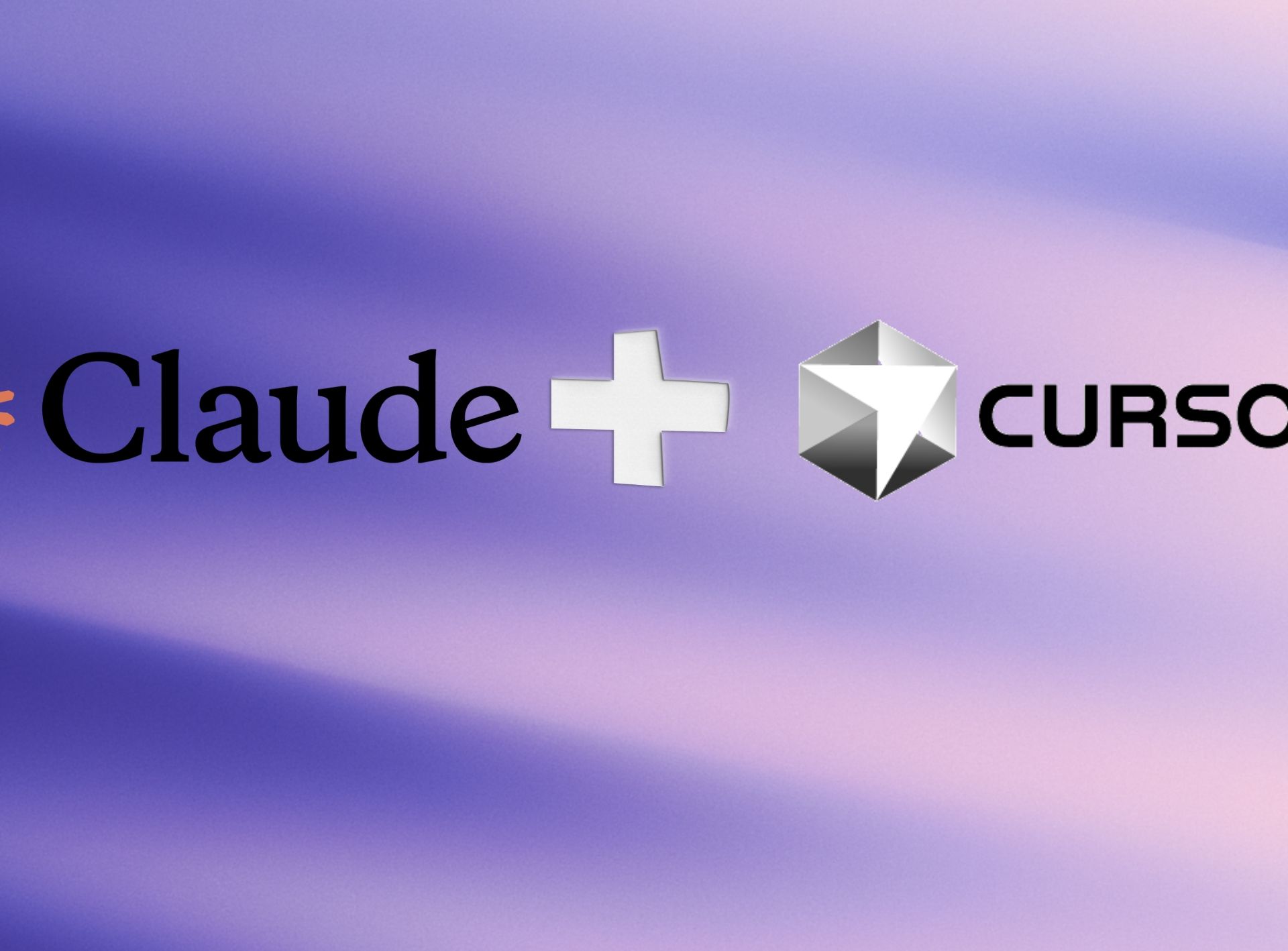 Logotyper för Claude och Cursor på en mjuk lila bakgrund, relaterade till AI och modern webbutveckling