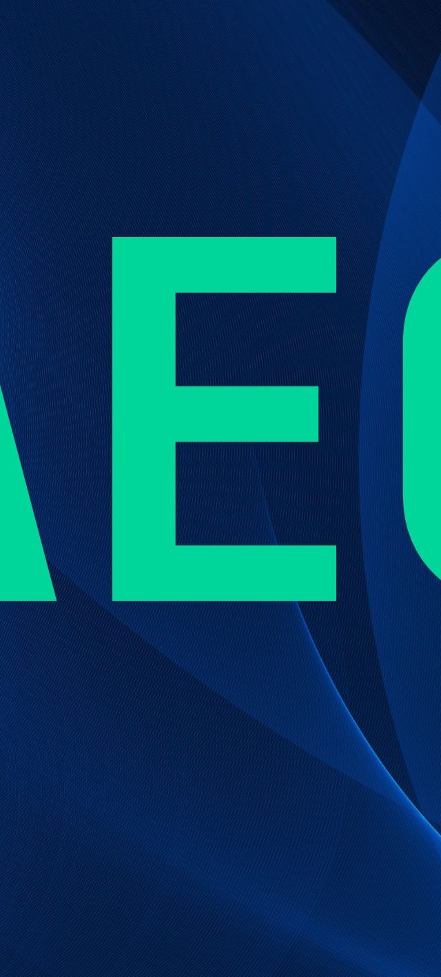 Abstrakt design med texten AEO, relaterad till AI, webbutveckling och ZORC