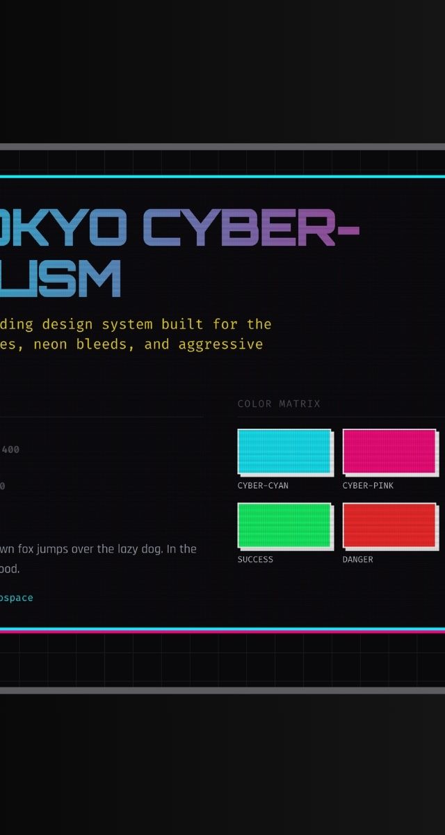 ZORC designsystem för Neo-Tokyo Cyber-Brutalism med neonfärger och typografi för webbutveckling och design
