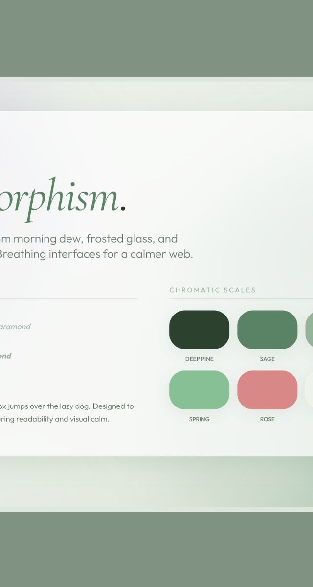 Designsystemet FloraMorphism fokuserar på harmonisk typografi och färgpaletter för webbutveckling och app-design med AI-element från ZORC