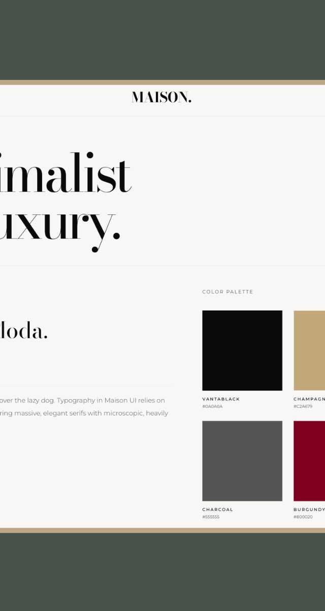 Minimalistisk och lyxig design med typografi och färgpalett från ZORC:s UI-designkit