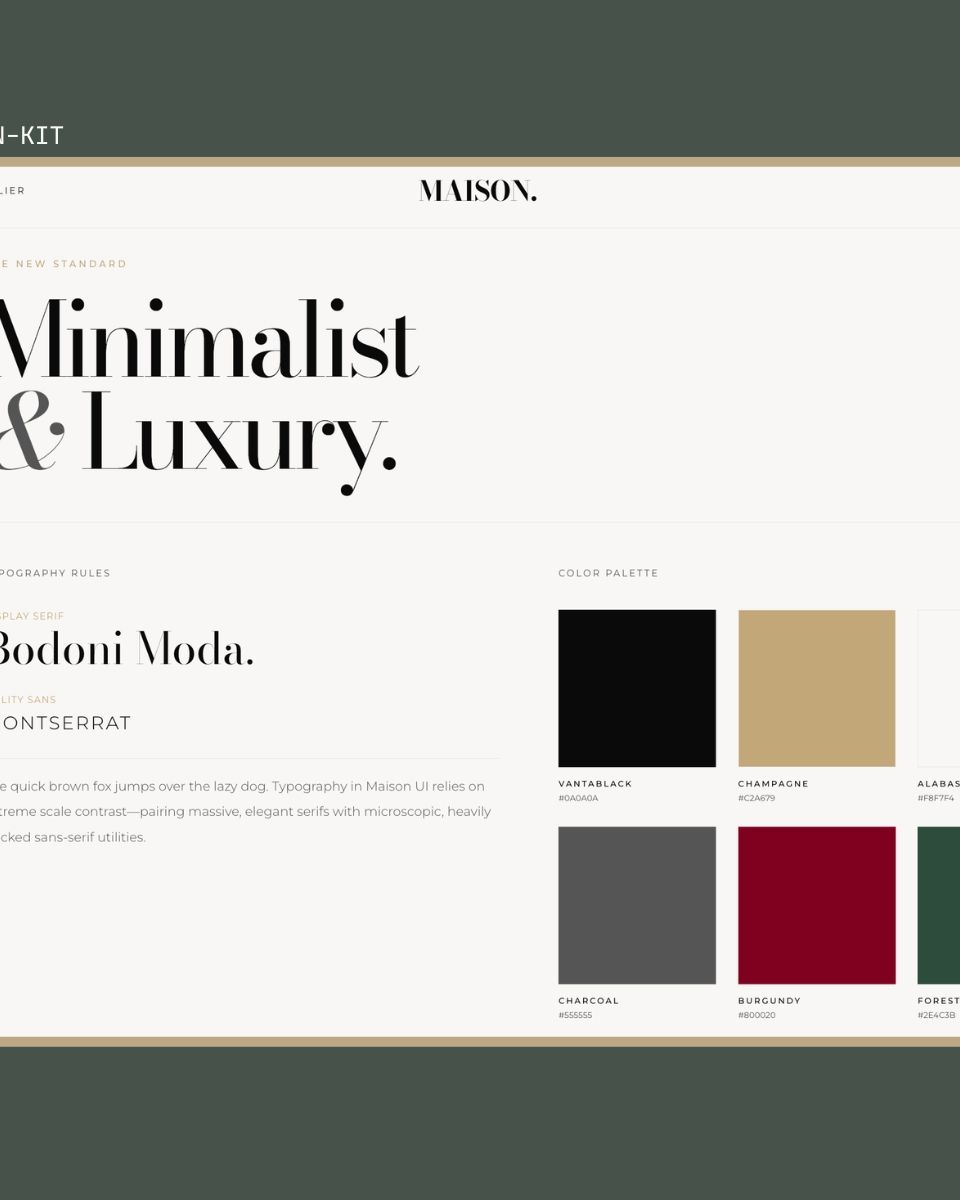 Minimalistisk och lyxig design med typografi och färgpalett från ZORC:s UI-designkit