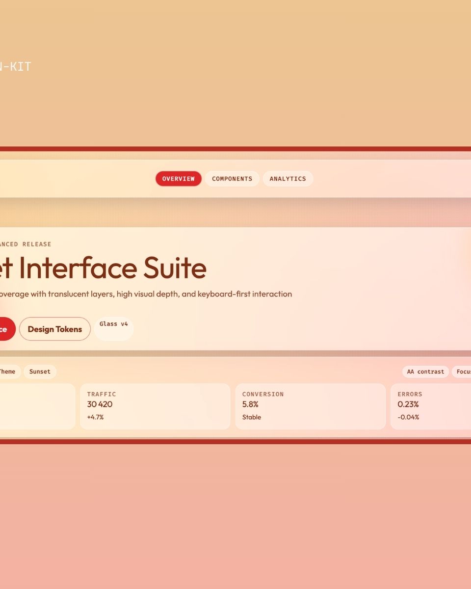 Användargränssnittet för ZORC:s Sunset Interface Suite med statistisk presentation och designverktyg