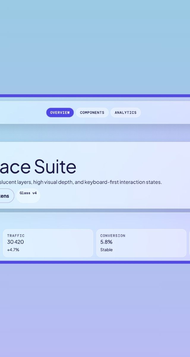 UI-designen för Opal Interface Suite med funktioner som glasartad design och interaktiva komponenter från ZORC