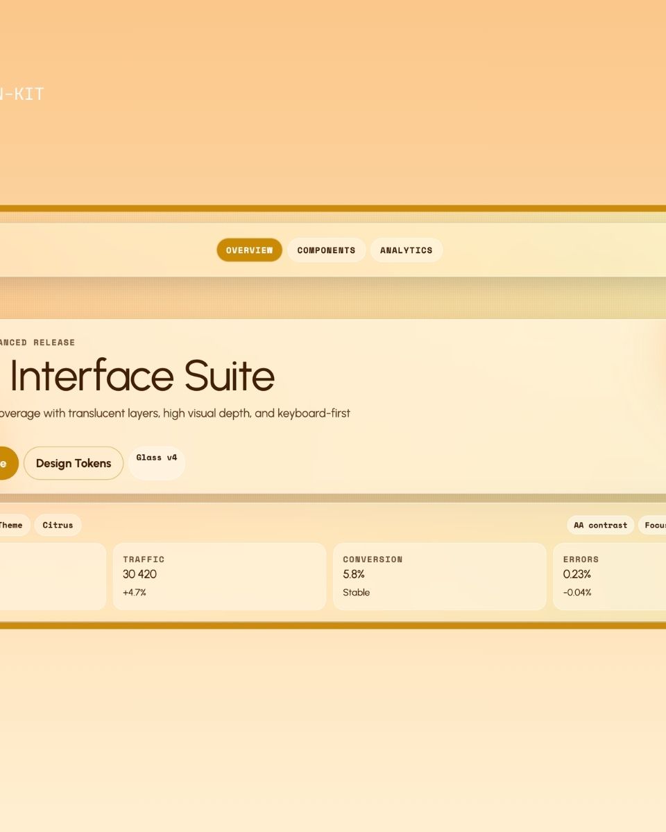 Citrus Interface Suite från ZORC med glasartad design och analysverktyg för webbutveckling och app-interaktioner