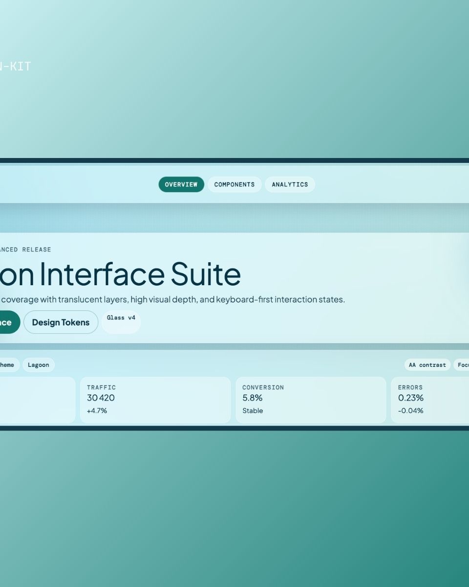 Lagoon Interface Suite presenterar en användarvänlig design med glasartade komponenter för webbutveckling och appanalys i ZORC