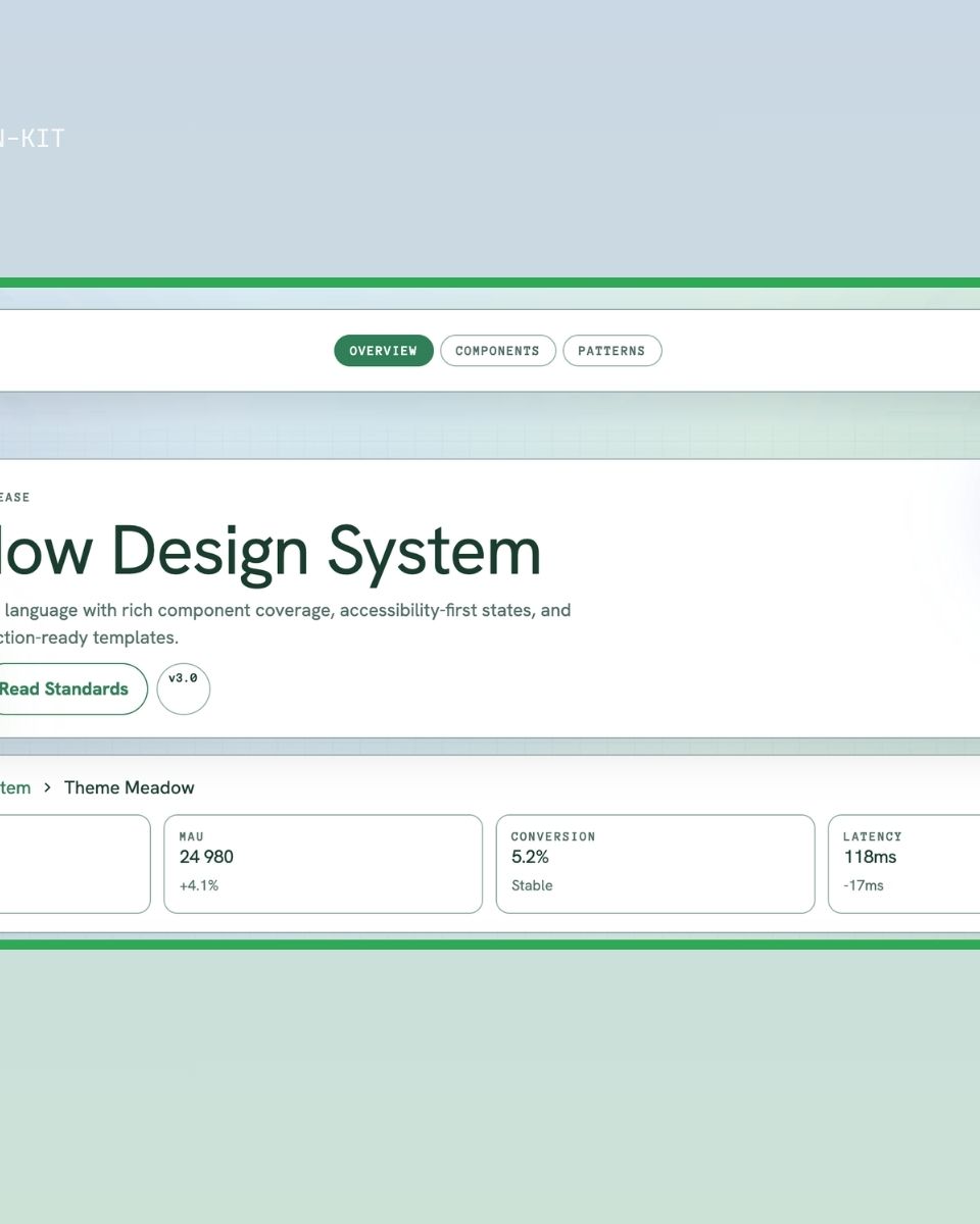 Meadow Design System från ZORC med information om komponenter, användbarhet och produktionstjänster