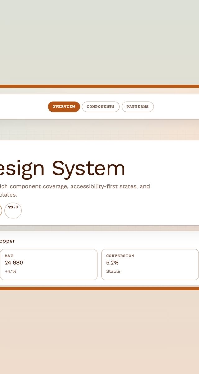 Copper Design System visar en avancerad designlösning med komponenter och mätvärden för webbutveckling och app-design av ZORC