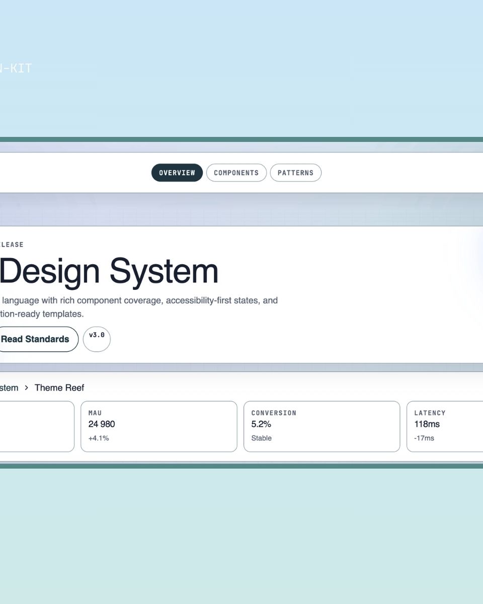 Reef Design System visar avancerade mallar för webbutveckling och design med fokus på komponenter och tillgänglighet i ZORC