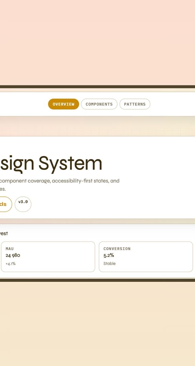 En designsystemöversikt för Harvest som visar komponenter, statistik och ZORC-relaterade funktioner