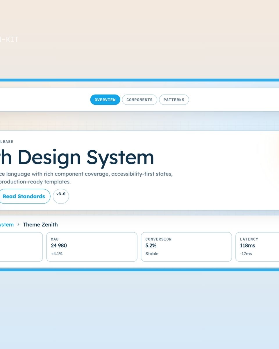 Zenith Design System erbjuder en avancerad användargränssnittslösning med komponenter och produktion-klara mallar för webbutveckling och design inom ZORC