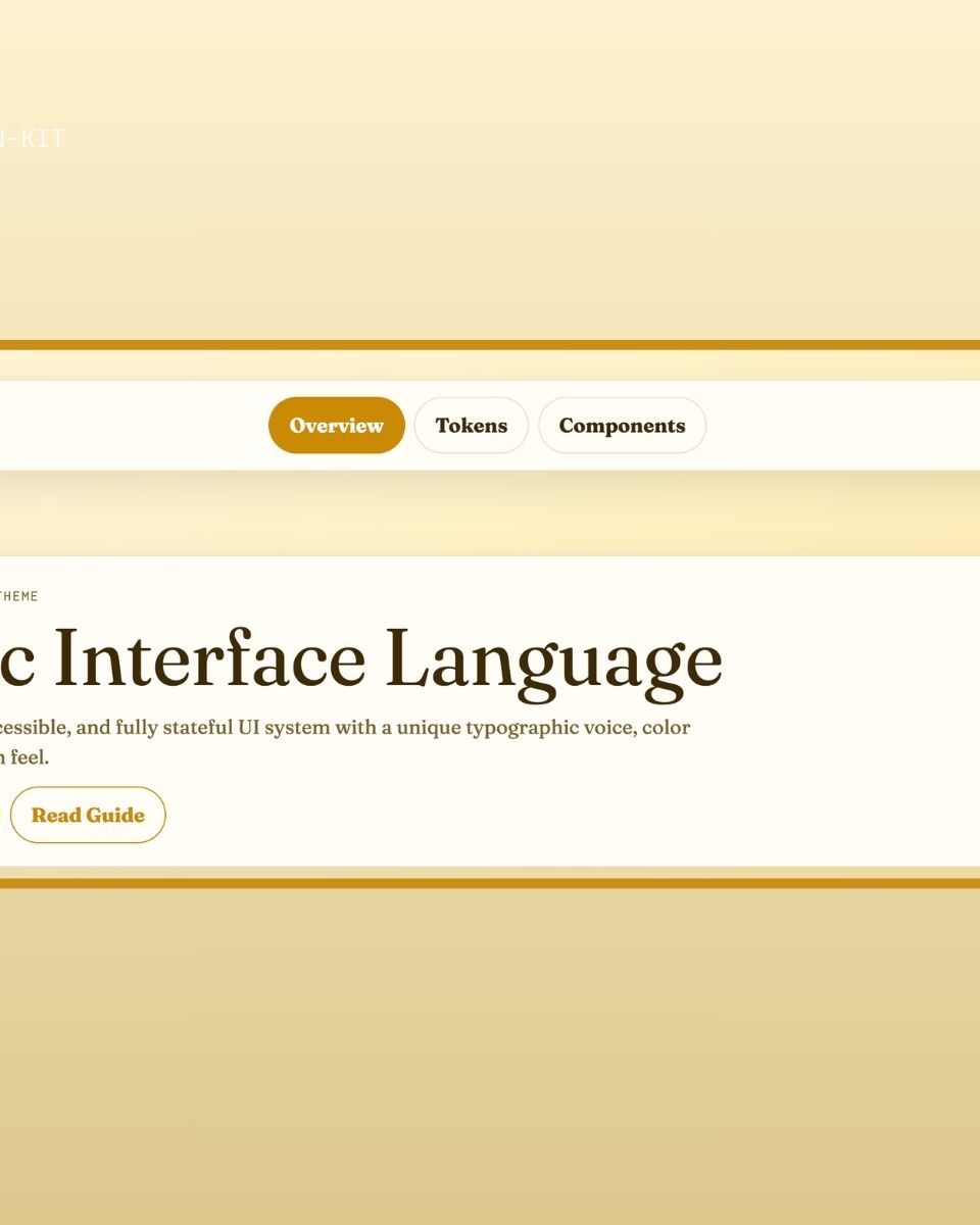 Auric Interface Language visar en modern UI-design med knappar och texter fokuserade på webbutveckling och design hos ZORC